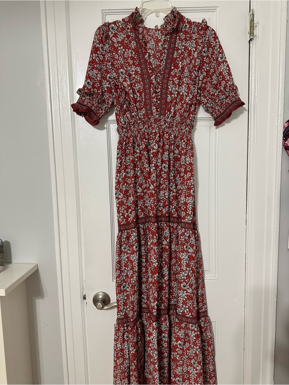 Max Studio Red Floral Maxi Dress with Smocked Waist - gorgeous!